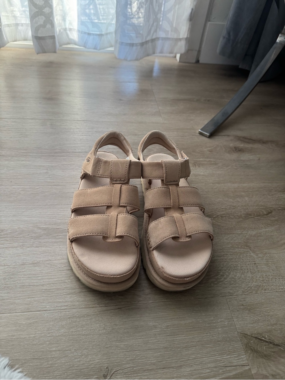 UGG Women's Neutral Tan Strappy Velcro Sandals
